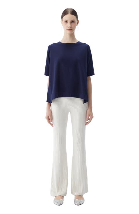 Box-Cut Cotton Silk Cashmere Blend T-Shirt