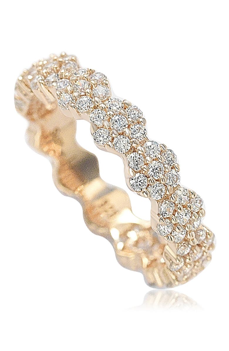 SUZY LEVIAN Rose Plated Sterling Silver White CZ Flower Pave Eternity Band, Main, color, Rose