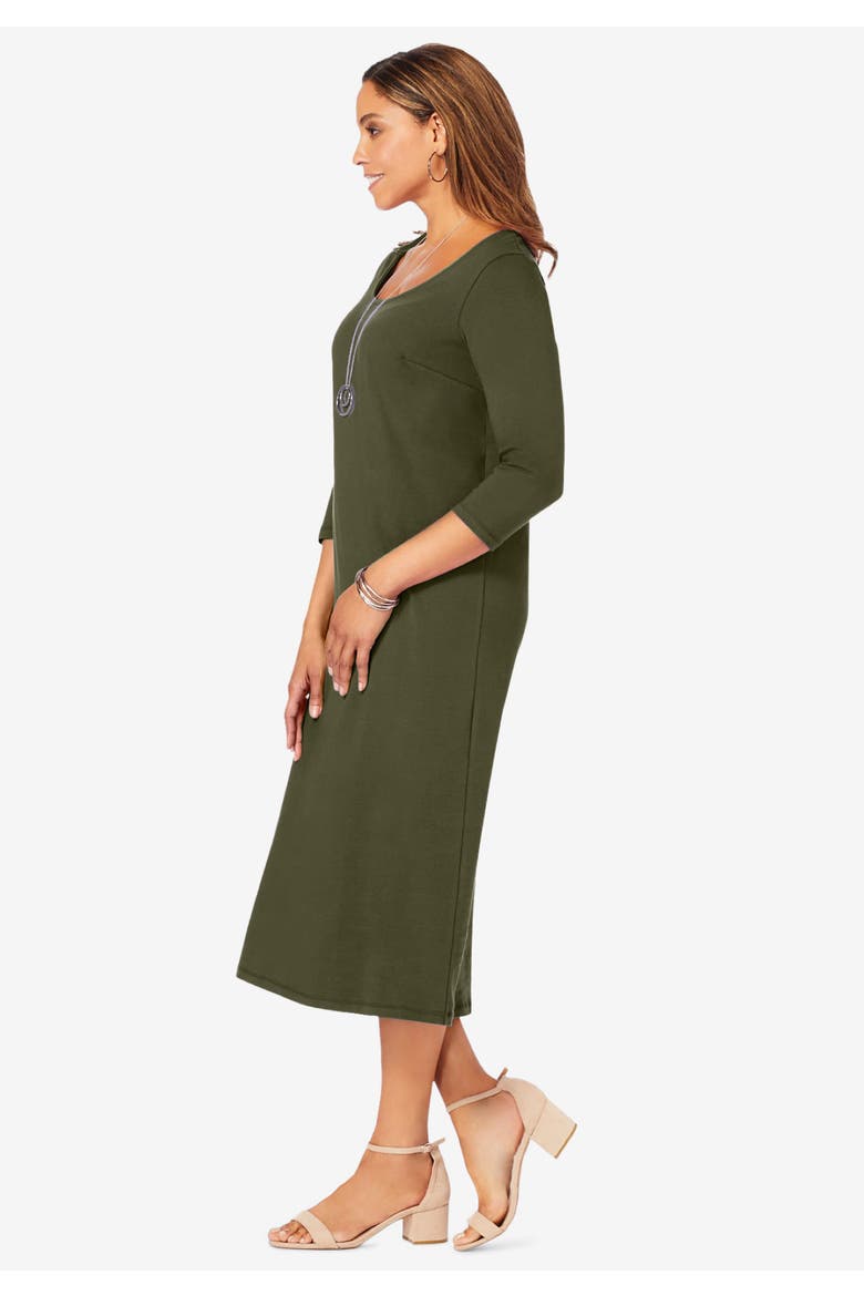 Stretch Cotton T Shirt Dress, Alternate, color, DEEP CLARET