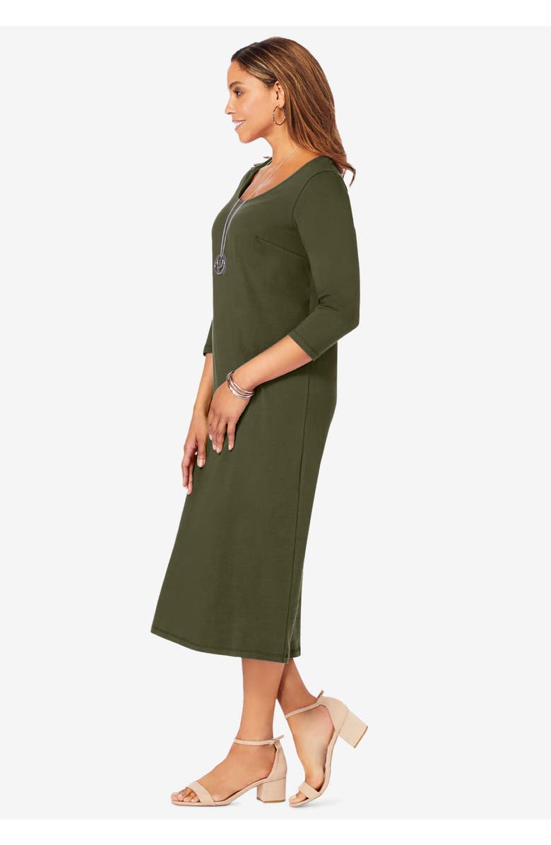 Jessica London Stretch Cotton T-Shirt Dress, Alternate, color, Dark Sapphire Classic Cheetah