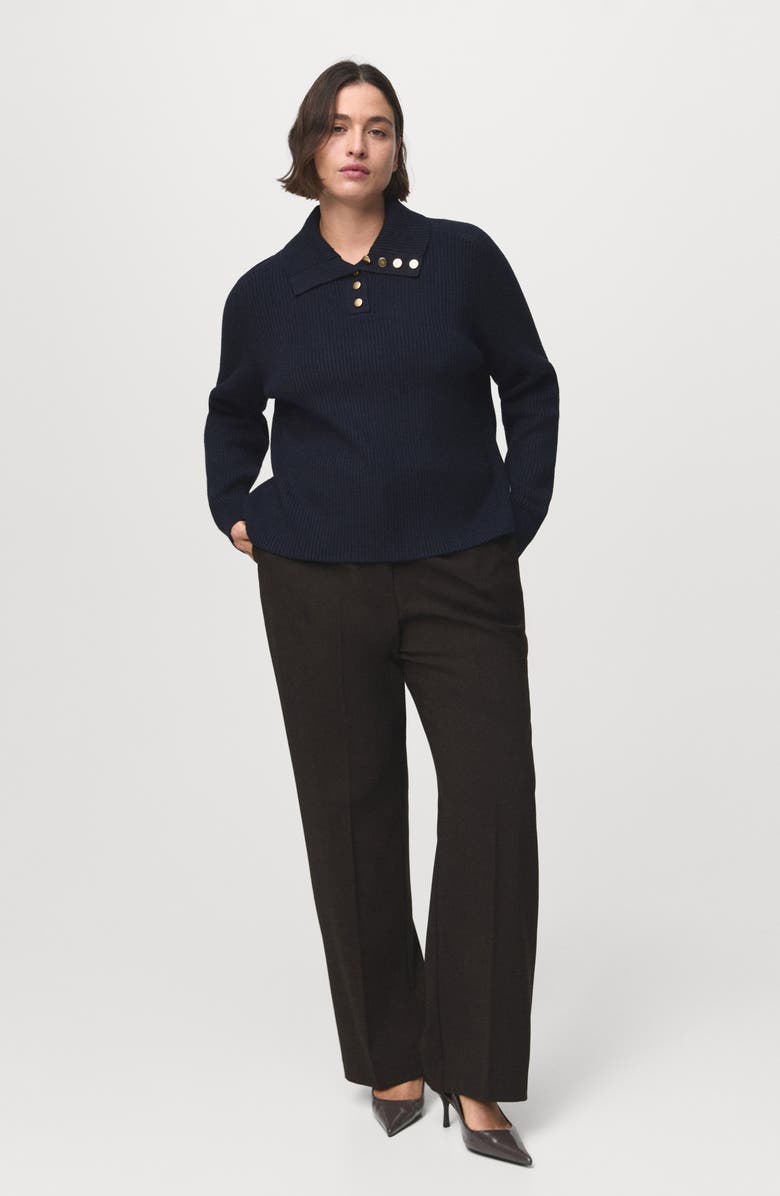 MANGO Ribbed Polo Sweater, Alternate, color, Dark Navy