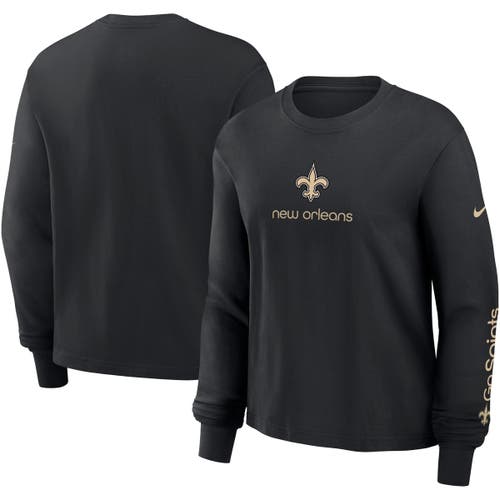 Nike Black New Orleans Saints Boxy Long Sleeve T-shirt In Black