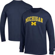 Champion Men's Champion  Navy Michigan Wolverines Arch Over Logo Long Sleeve T-Shirt