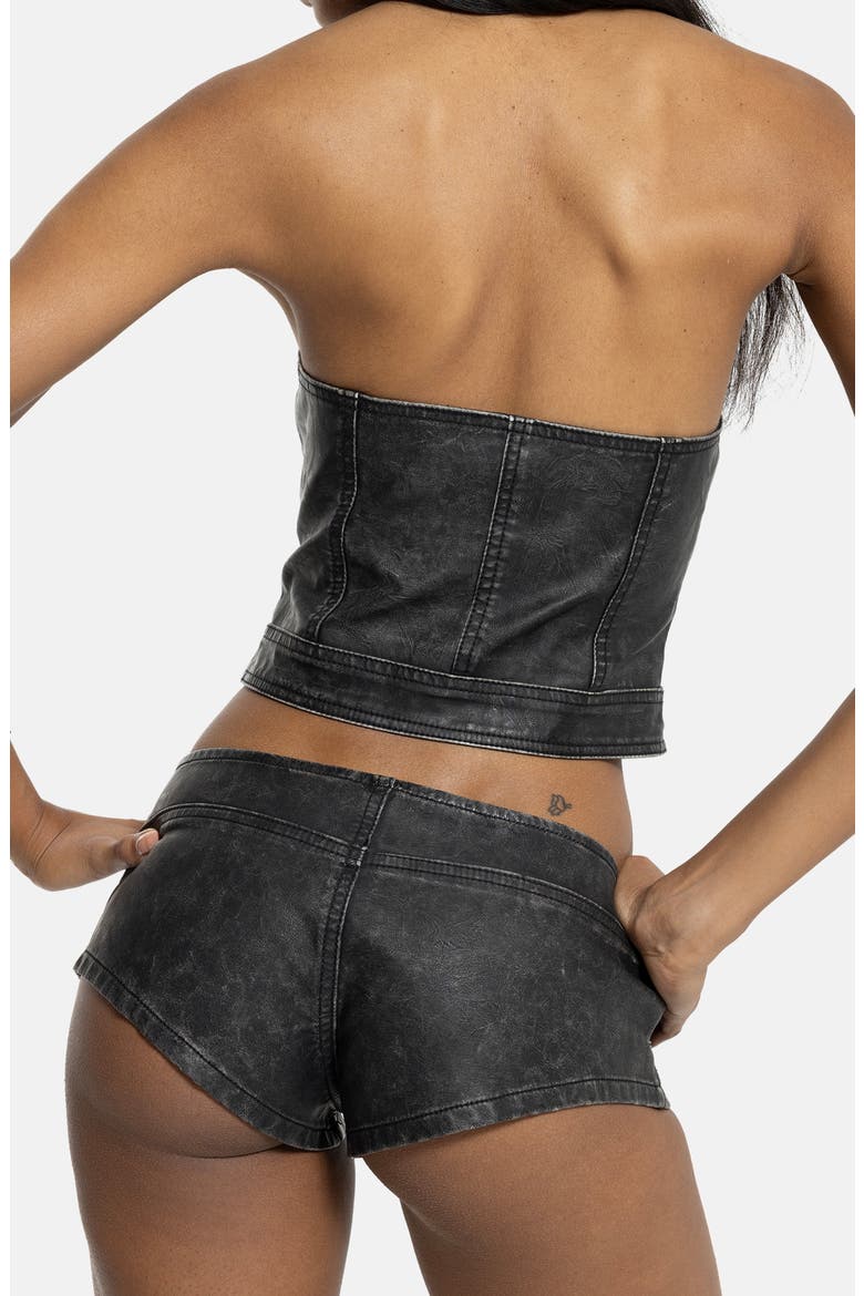 Military Halter Faux Leather Top, Alternate, color, BLACK