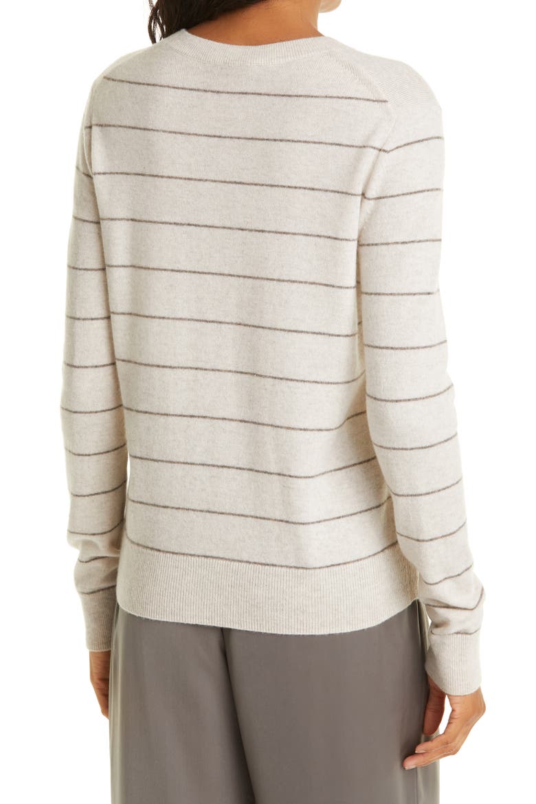 Stripe Wool & Cashmere Sweater, Alternate, color, HEATHER CREAM/ HEATHER CARIBOU