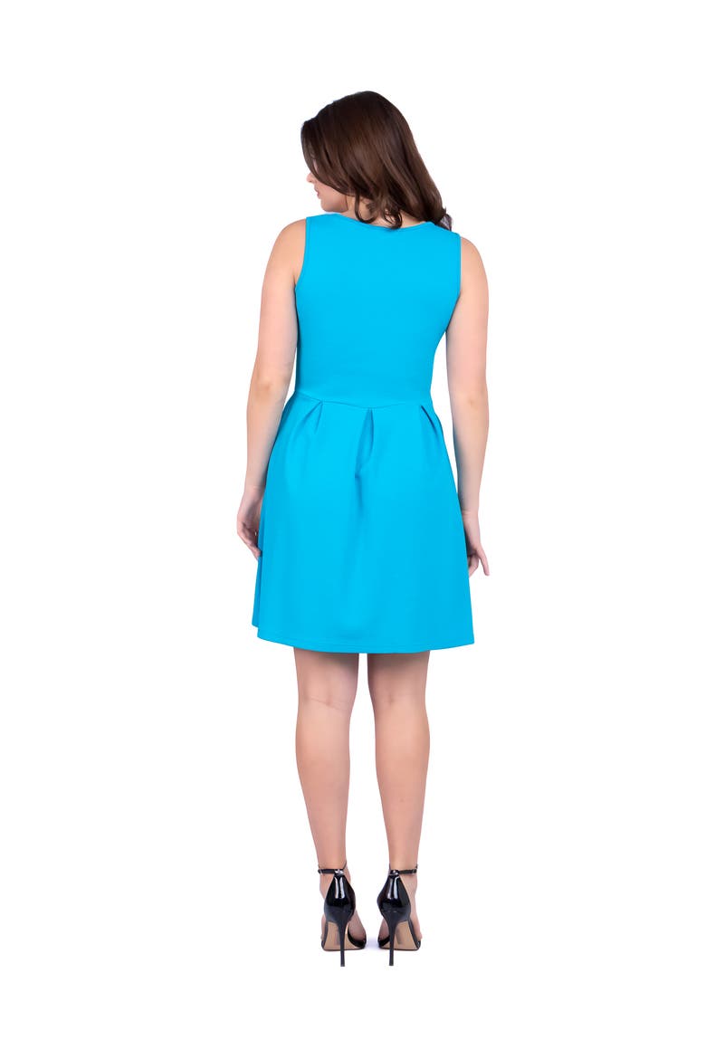 Sleeveless Pleated Skater Dress with Pockets, Alternate, color, Turquoise