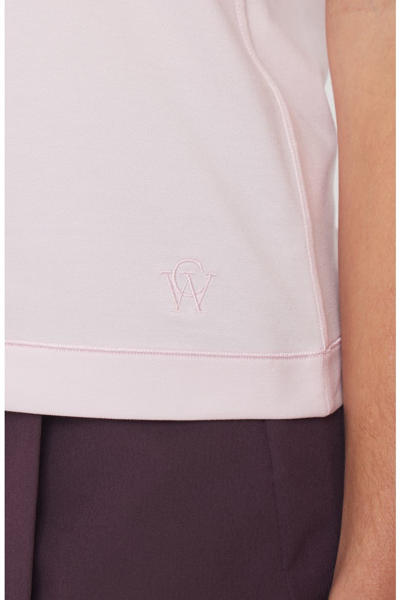 Val Sleeveless Polo with Imitation Pearl Buttons, Alternate, color, PETAL PINK