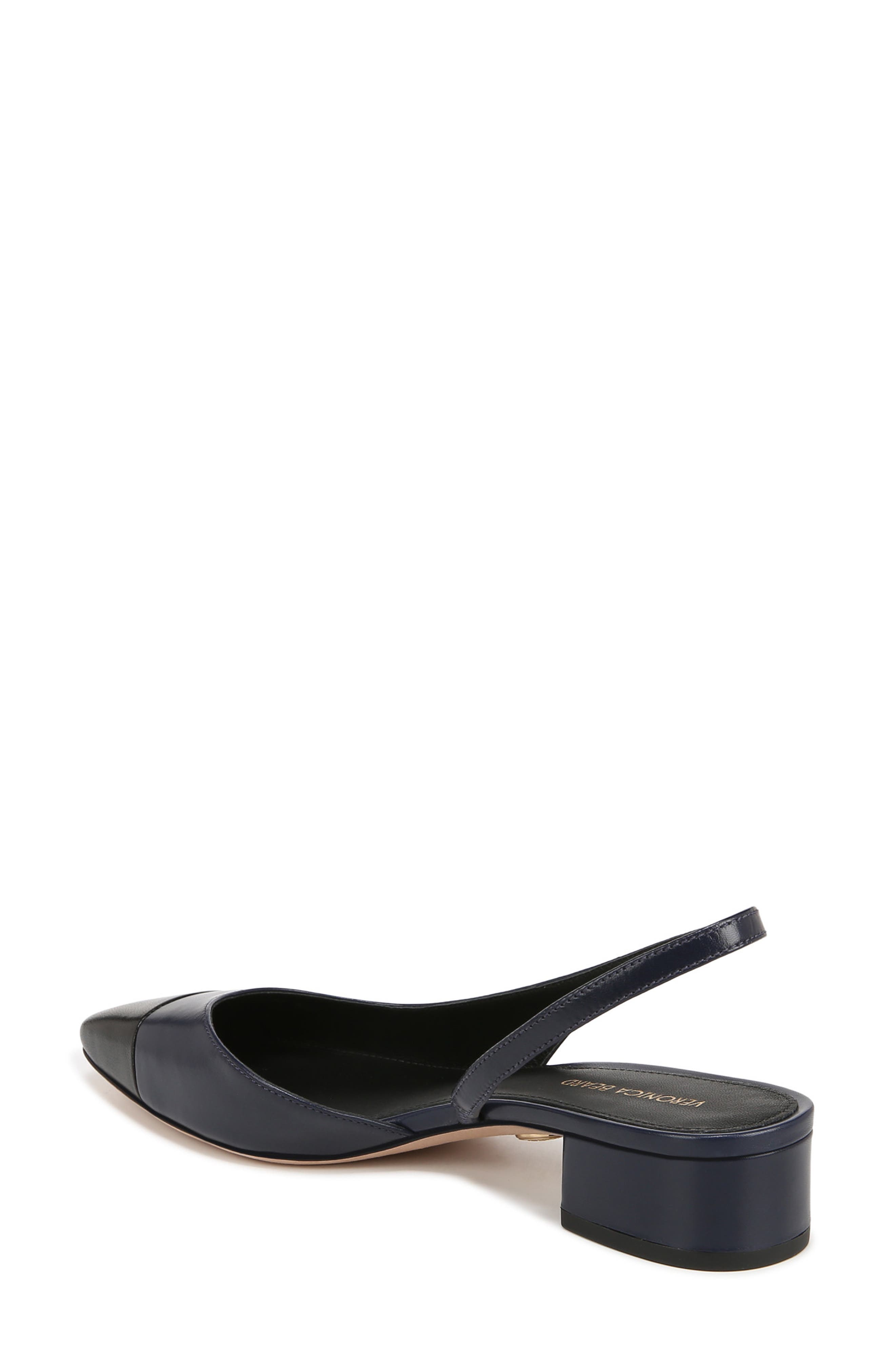 Cecile Half d'Orsay Slingback Pump, Alternate, color, BLACK/ NAVY LEATHER