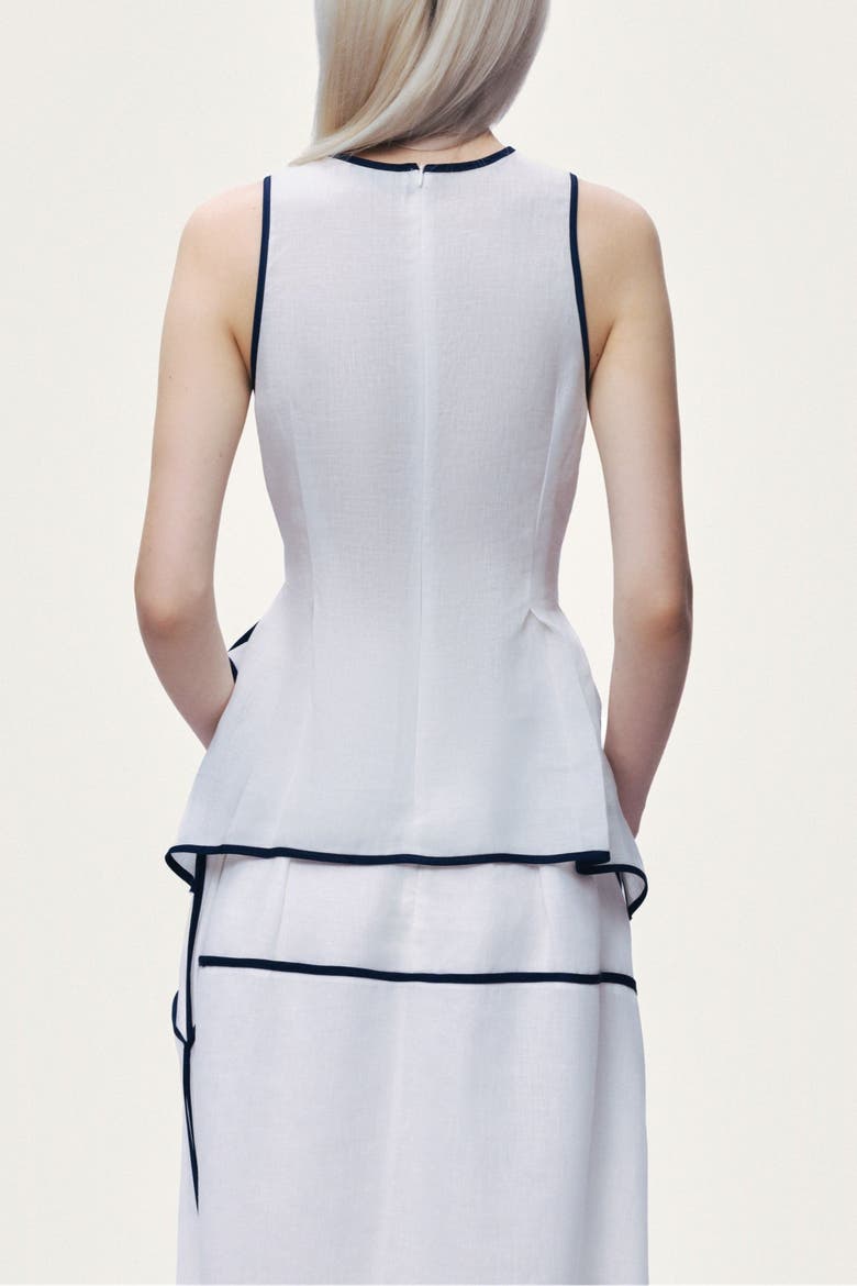 Contrast Trim Peplum Top, Alternate, color, Ivory