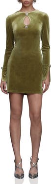 Avec Les Filles Rose Long Sleeve Velvet Minidress
