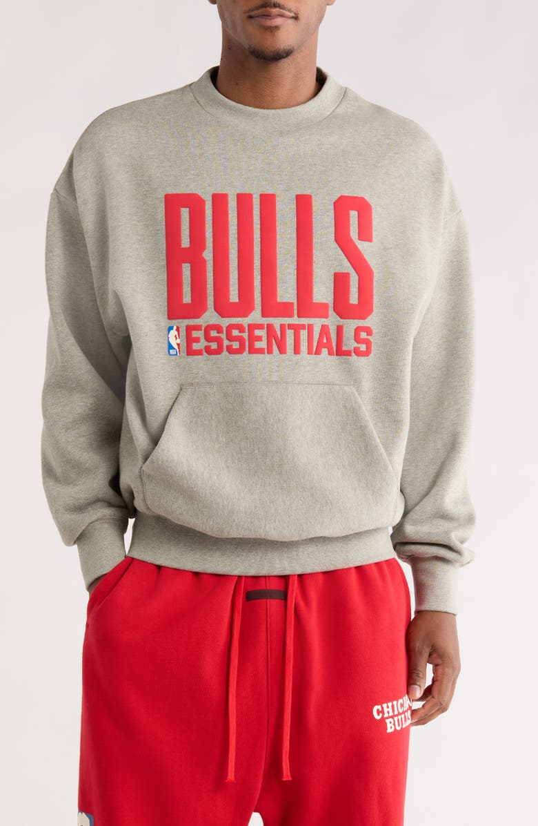 Fear of God Essentials x NBA Chicago Bulls Sweatshirt, Main, color, Concrete Heather