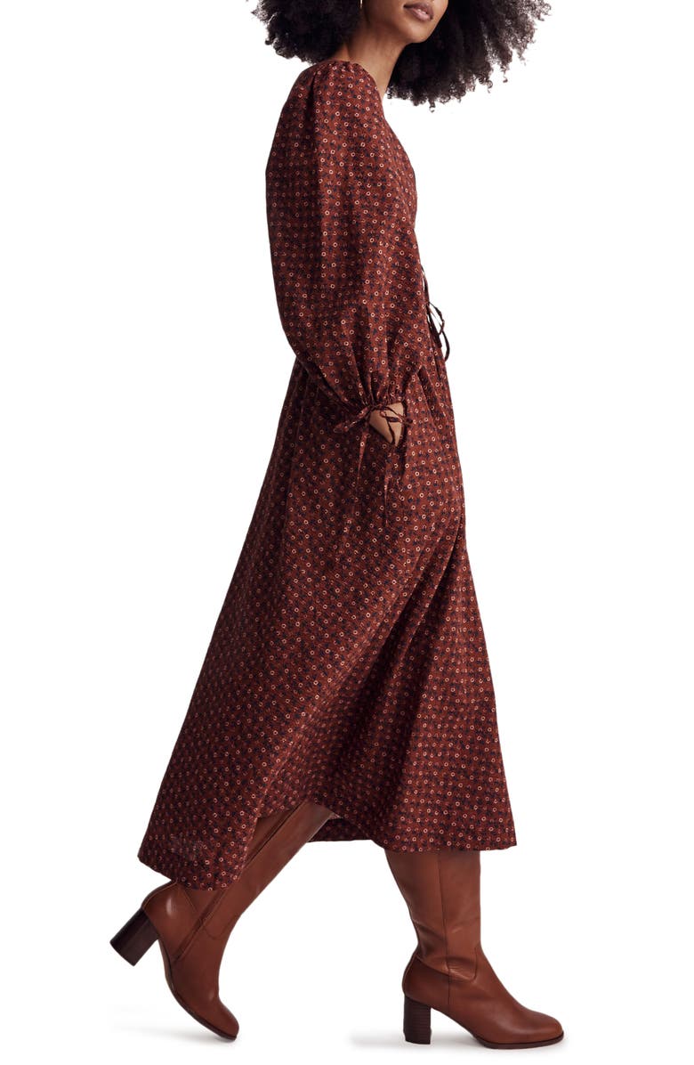Madewell Sophia Teaberry Floral Tie Front Midi Dress, Alternate, color,