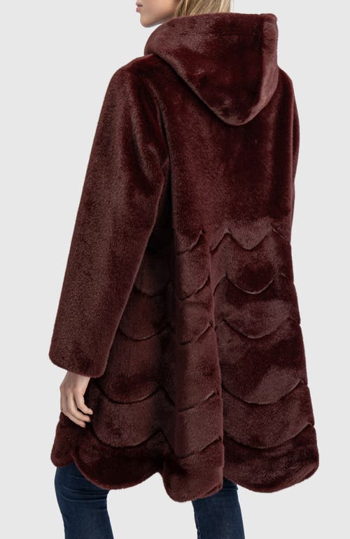 Lyla Grant Faux Fur Mink Reversible Parka Coat In Burgundy