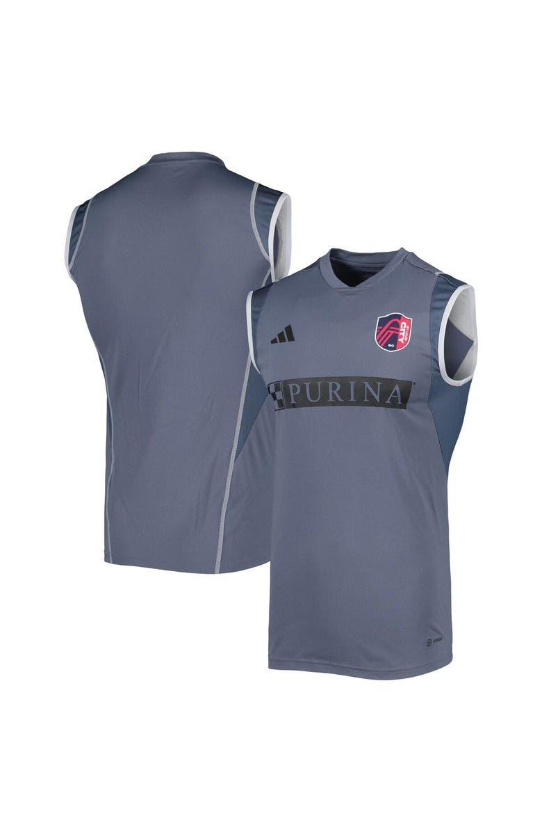 adidas Men's adidas Gray St. Louis City SC 2023 On-Field Sleeveless Training Jersey, Main, color, Gray
