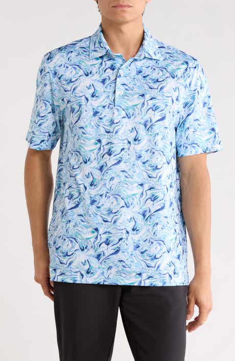 Greg Norman Ocean Marble Print Knit Polo