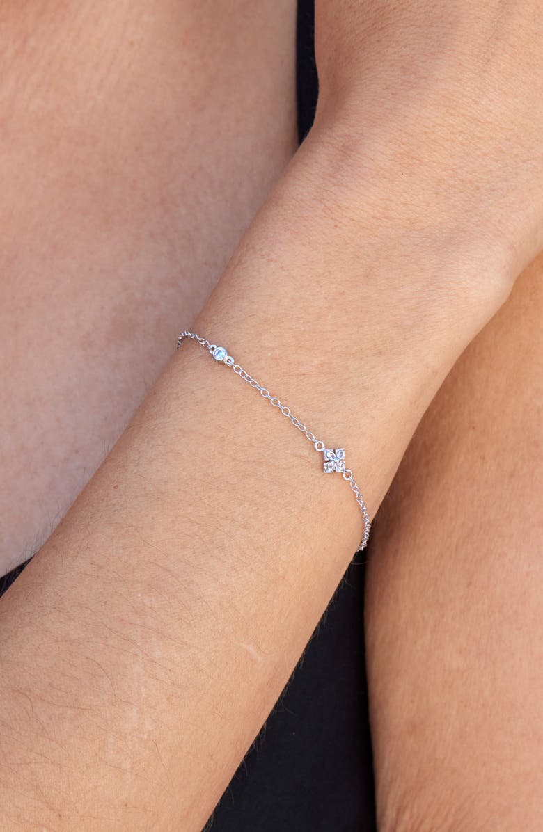 SAVVY CIE JEWELS Princess Cut Cubic Zirconia Quadrant Station Bracelet, Alternate, color, White