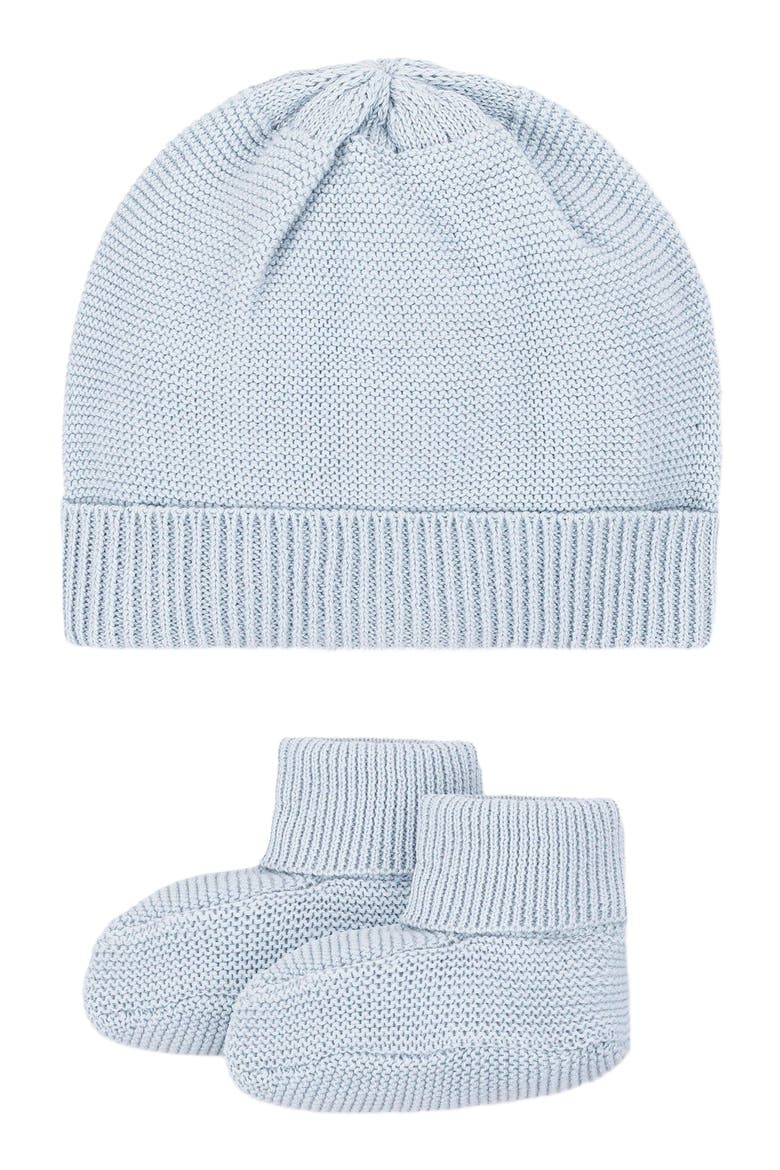Baby Organic Sweater Beanie and Bootie Set, Infant, Main, color, Airy Blue Beanie Set
