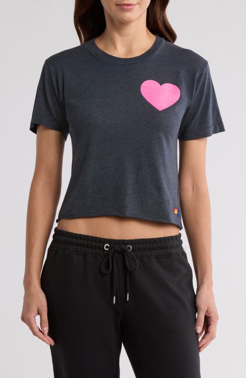 Glitter Heart Crop T-Shirt