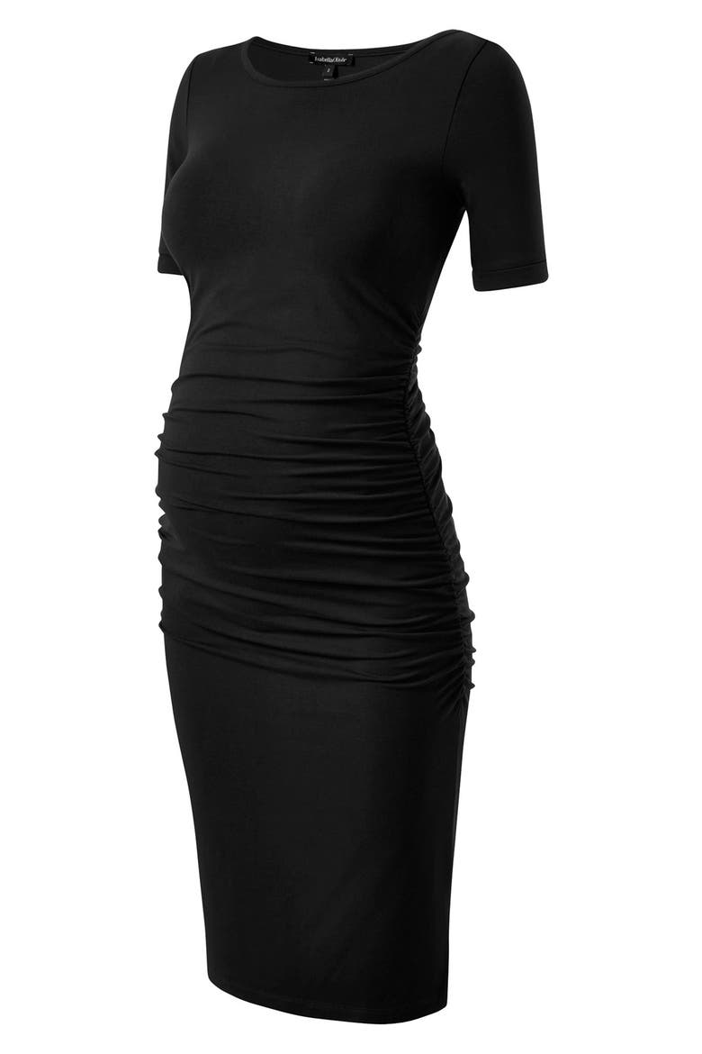 Ruched Maternity Dress, Alternate, color, CAVIAR BLACK