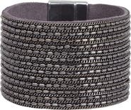 SAACHI Rock 'n' Roll Chain Detailed Leather Cuff Bracelet