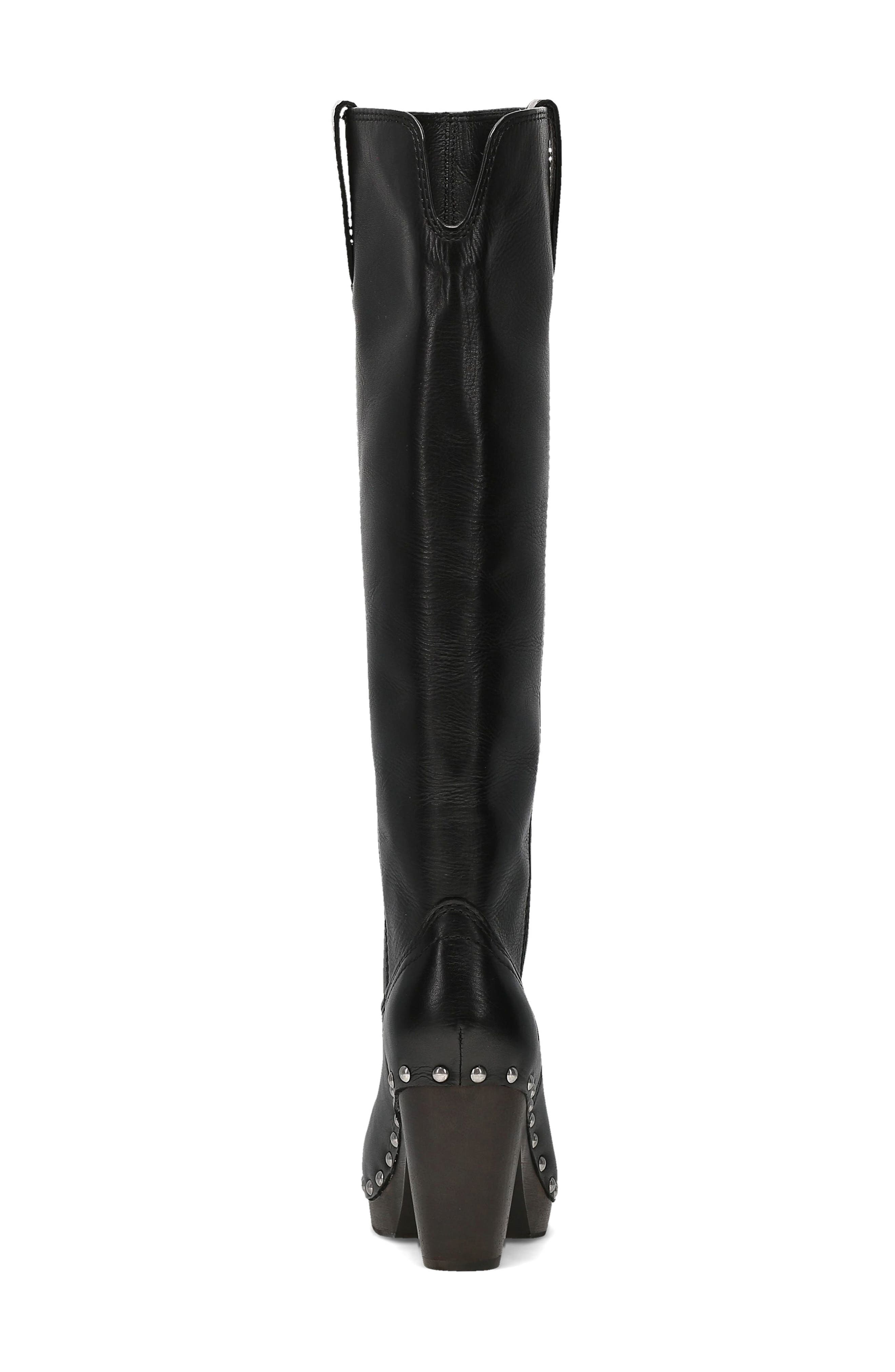 Cindy Pull On Leather Boot, Alternate, color, BLACK