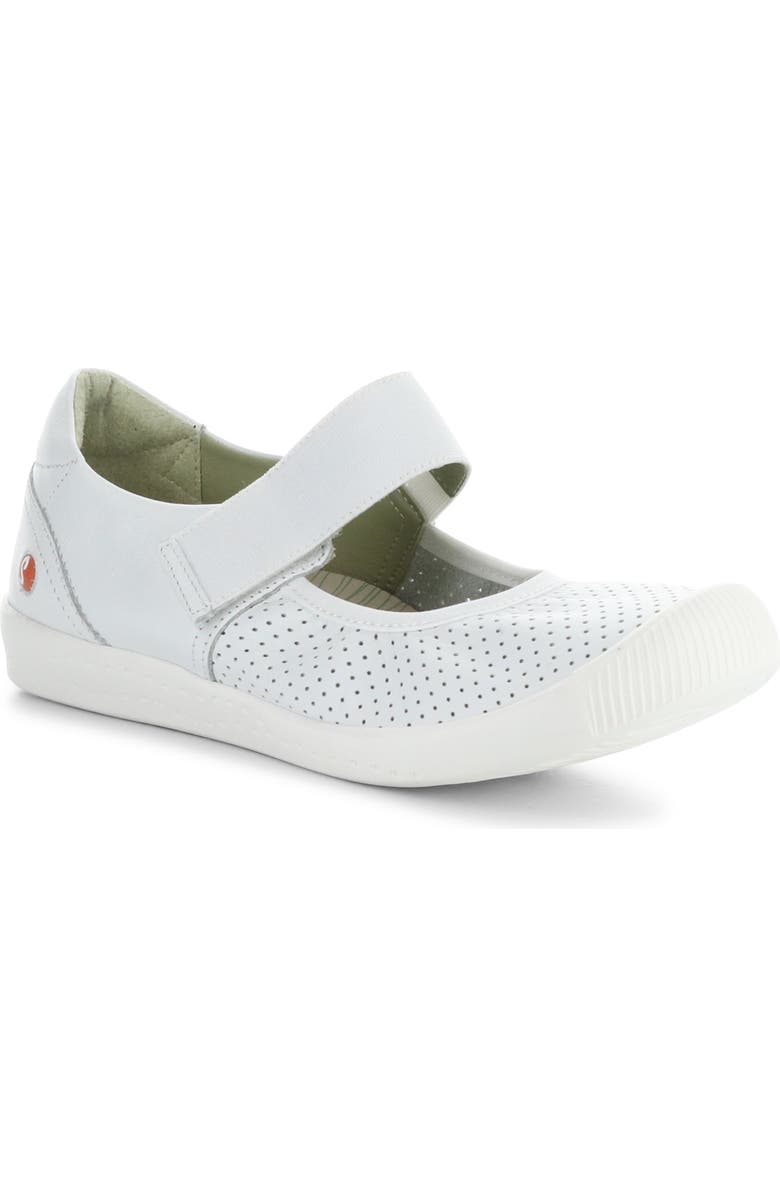 Softinos by Fly London Iglu Mary Jane Flat, Main, color, 006 White Smooth Lea