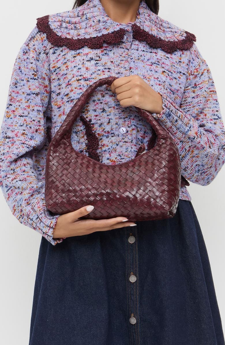 Loeffler Randall Mercer Woven Leather Shoulder Bag, Alternate, color, Maroon