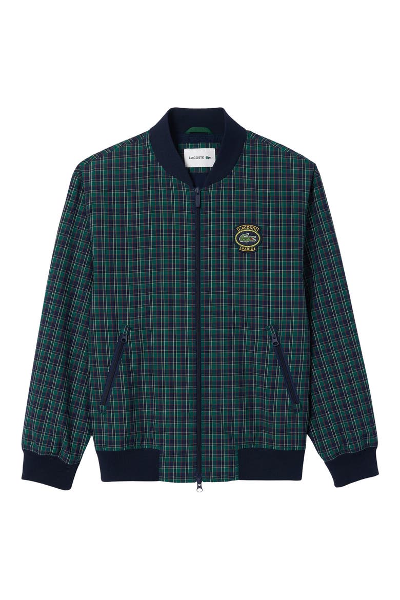 Plaid Water Repellent Bomber Jacket, Alternate, color, MARINE/ MULTICO