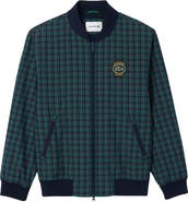 Lacoste Plaid Water Repellent Bomber Jacket