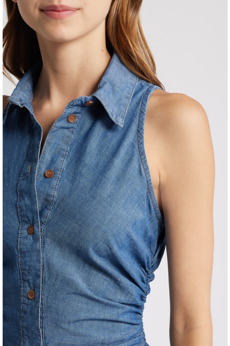 Adri Sleeveless Denim Midi Shirtdress, Alternate, color, OPEN BLUE