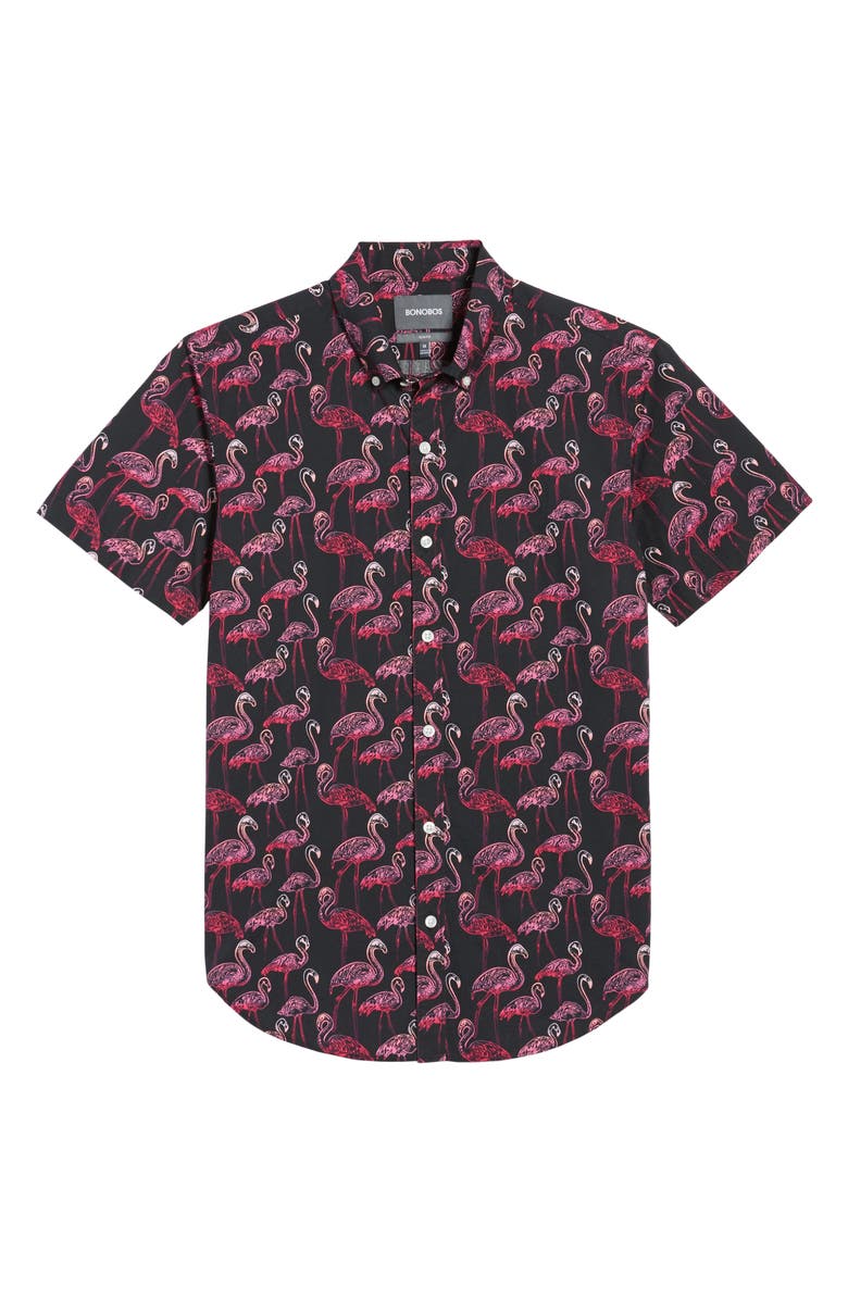 Bonobos Slim Fit Flamingo Print Sport Shirt, Alternate, color,