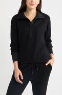 Caslon® Waffle Button Front Sweatshirt