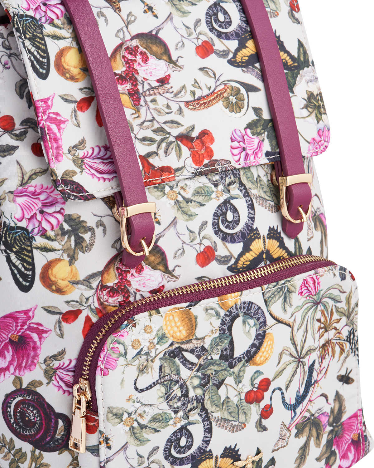 Fable England Floral Engravings Small Backpack, Alternate, color, Purple