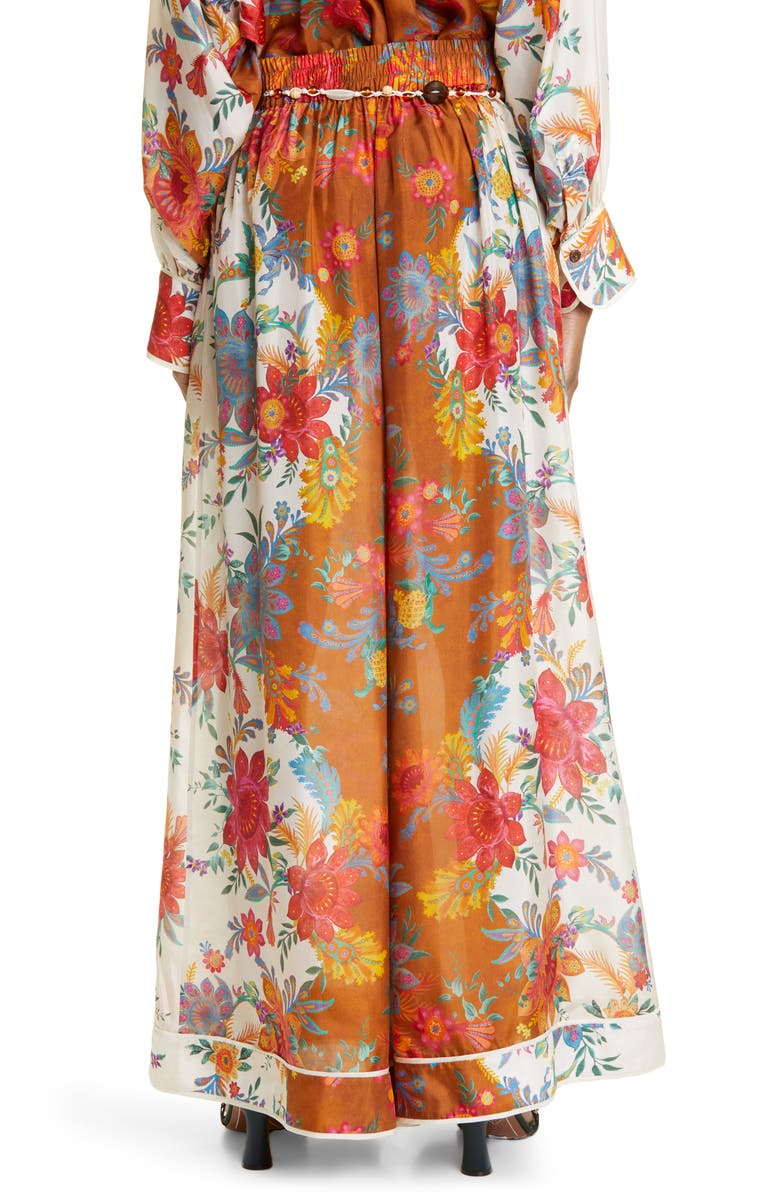 Zimmermann Ginger Floral Silk Wide Leg Pants, Alternate, color, 