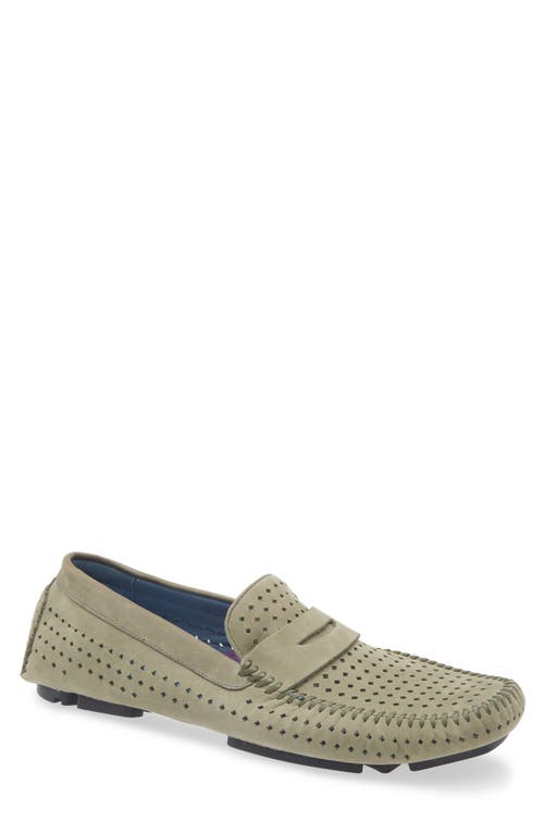 Robert Zur Flyer Perforated Driving Shoe In Khaki