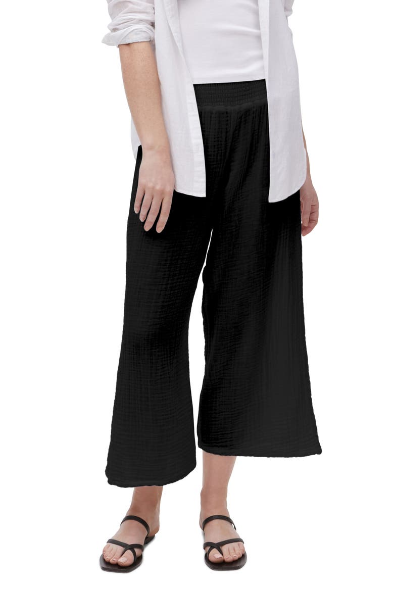 Medina Smocked Waist Wide Leg Pants, Main, color, BLACK
