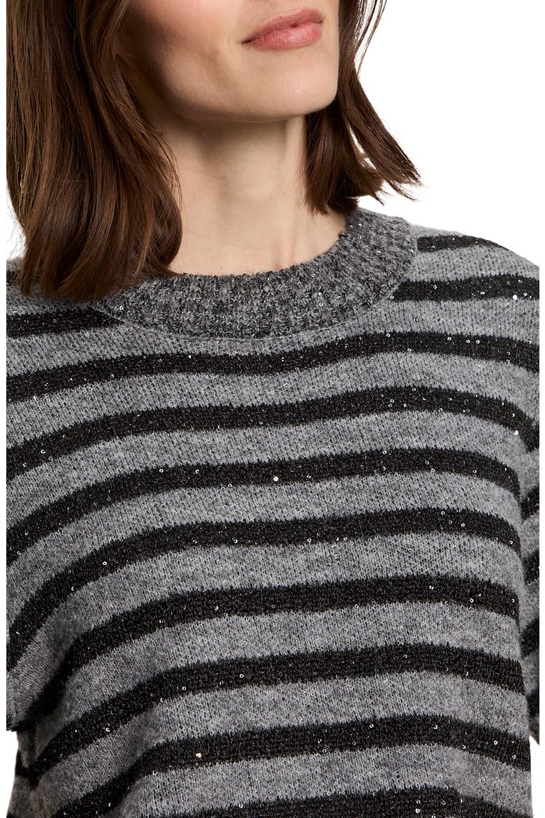 Stripe Short Sleeve Sweater, Alternate, color, GREY