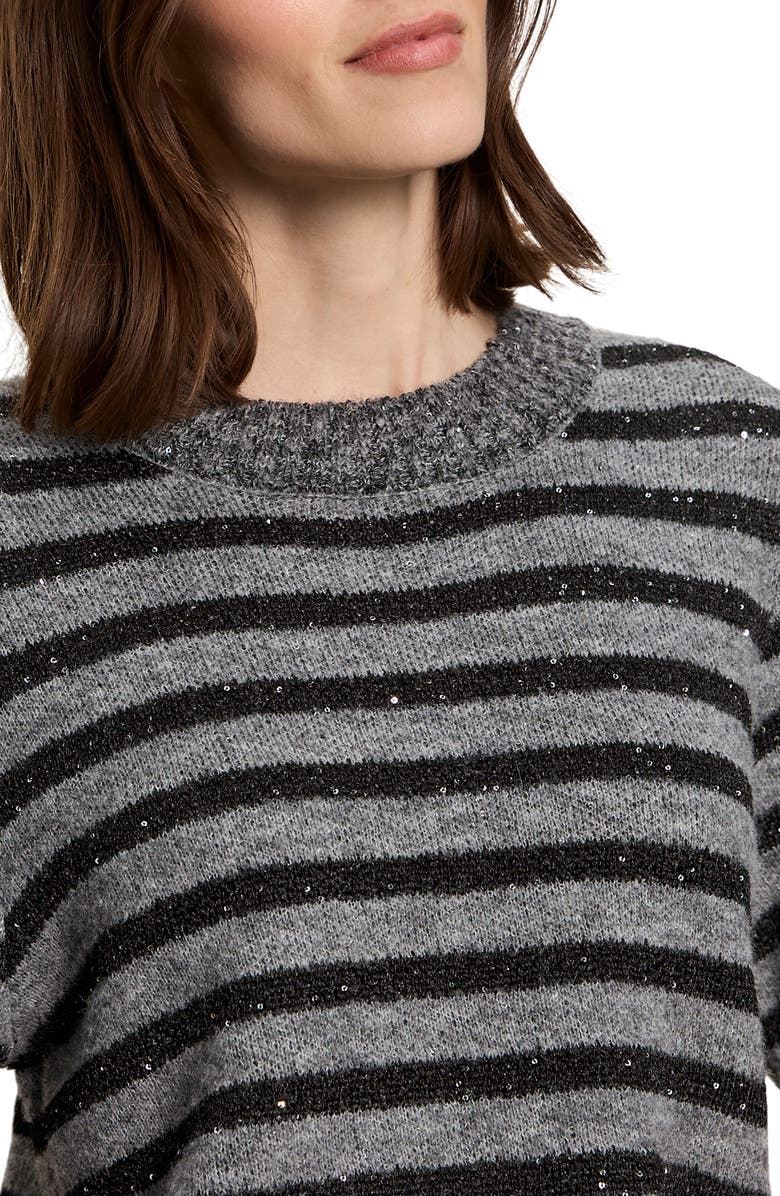 Sanctuary Stripe Short Sleeve Sweater, Alternate, color, Grey