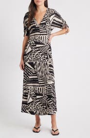 Loveappella Ruched Sleeve Empire Waist Maxi Dress