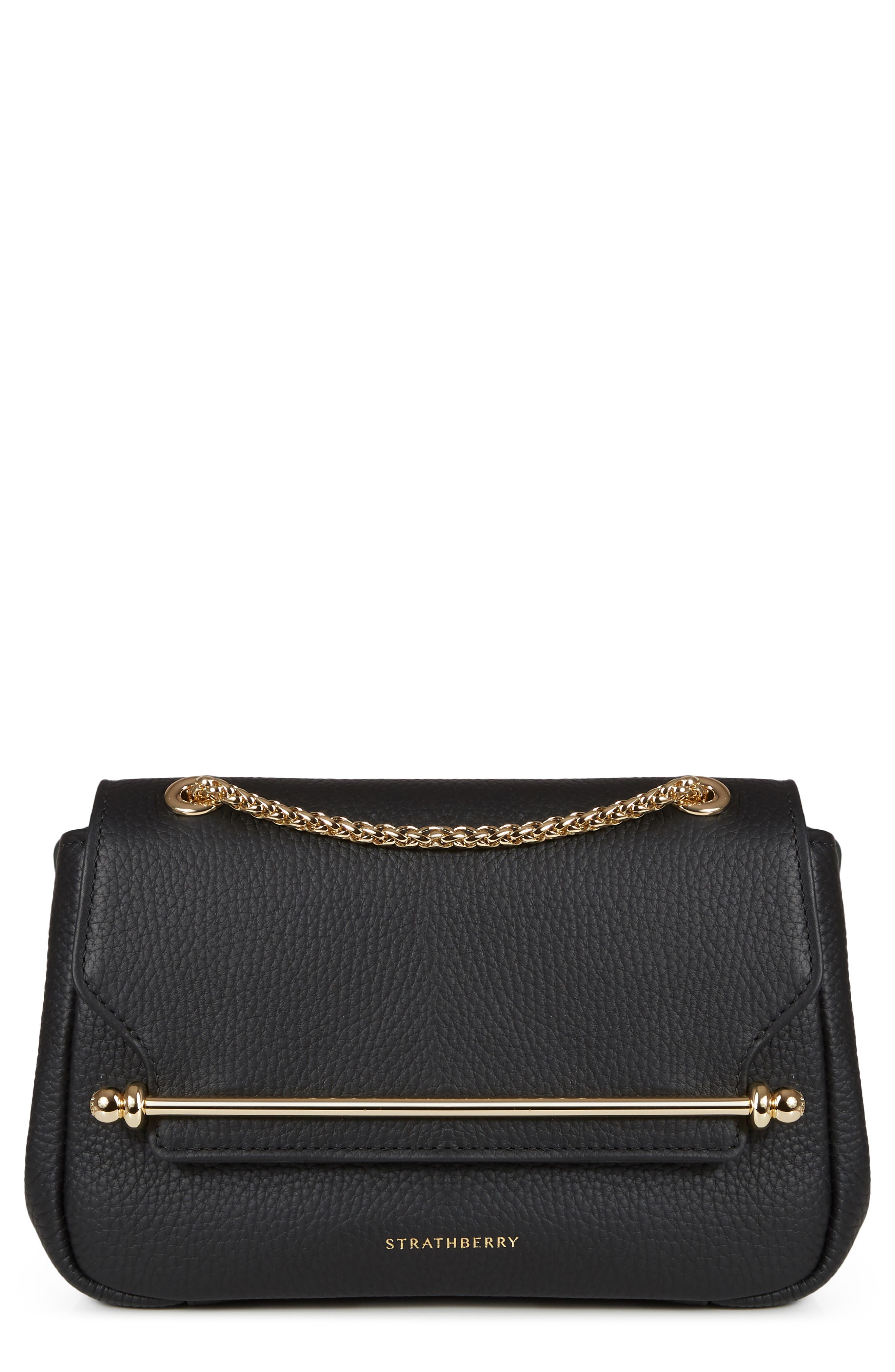Strathberry Mini Soft Leather East/West Shoulder Bag, Main, color, Black