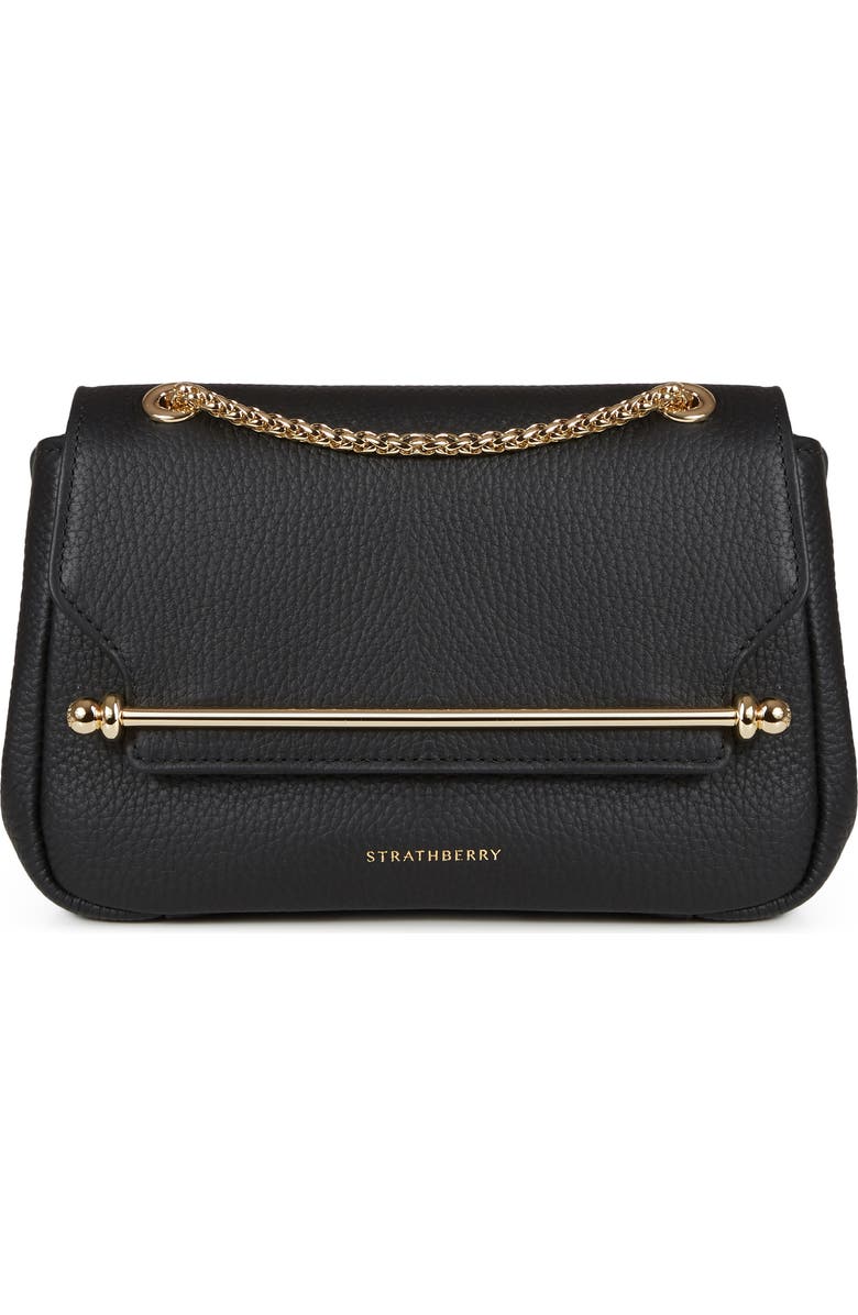 Strathberry Mini Soft Leather East/West Shoulder Bag, Main, color, Black