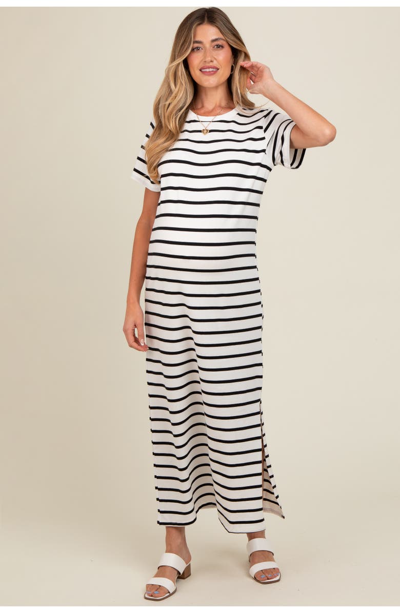 PinkBlush Striped Side Slit Maxi Dress, Alternate, color, White