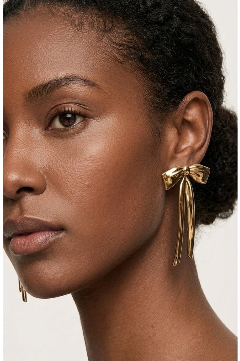 Bow Statement Drop Earrings, Alternate, color, GOLD