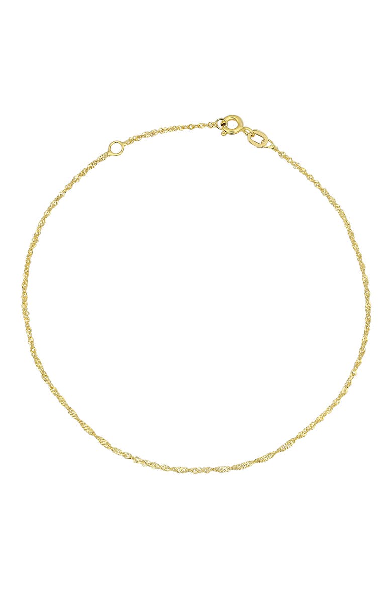 10k Gold Singapore Chain Anklet, Main, color, GOLD