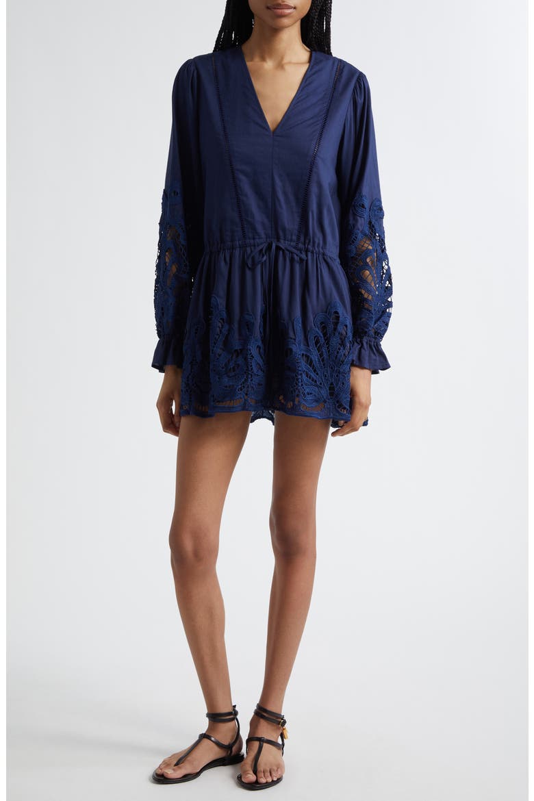 Ingrid Long Sleeve Dress, Main, color, SPRING NAVY EYELET