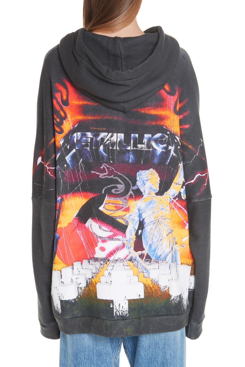 Metallica Print Hoodie, Alternate, color, BLACK