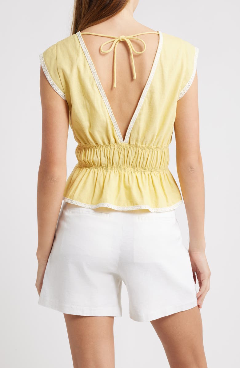 WAYF Clara Tie Front Linen Blend Top, Alternate, color, Golden Yellow