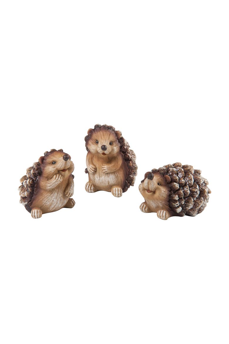 Happy Pinecone Hedgehogs Small Figurines Assortment of 3, Main, color, Brown