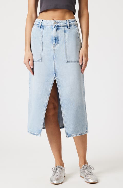 Savina Denim Utility Midi Skirt