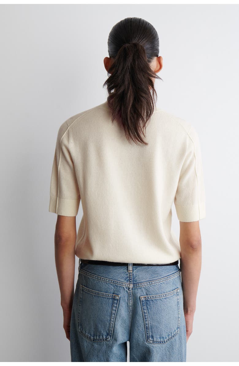 COS Cashmere Mock-Neck T-Shirt, Alternate, color, Ivory